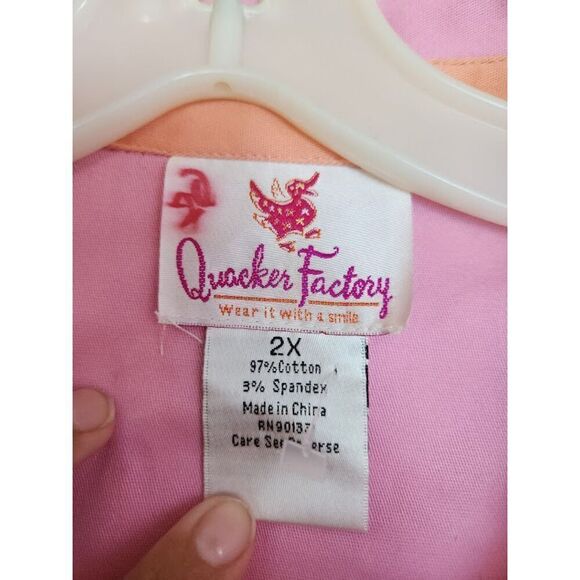Quacker Factory Pink w/Orange Trim Rhinestone Detail Button Down Jacket size 2X - Picture 4 of 8